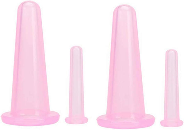 Natural Silicone Massage Cup, Anti Cellulite Facial Cupping Therapy for Face, Neck, Body, Anti-Aging Beauty Tool (Pink)