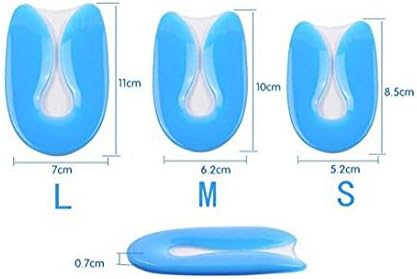 U-Shaped Silicon Gel Spur Heel Cup Pads for Plantar Fasciitis Pain Relief, Middle Cushion Support