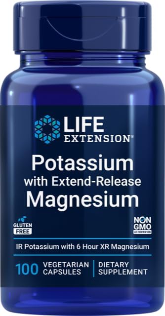 Life Extension 99mg Potassium with Extend-Release Magnesium 250mg, 100 Veg Caps - Non-GMO Gluten-Free Vegetarian