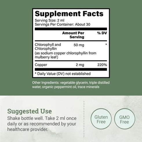 Immune 2 oz Earth Harmony Liquid Chlorophyll, Liquid Drops for System Support, Natural Internal Deodorant, Vegan