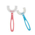 U-Shaped Kids Toothbrush, 2 PCS Soft Manual Training Toothbrush for Kids 6-12 Years (Pink + Blue)