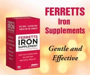 Ferretts Iron Supplement - High Potency 106 mg Elemental Iron, 60 Tablets