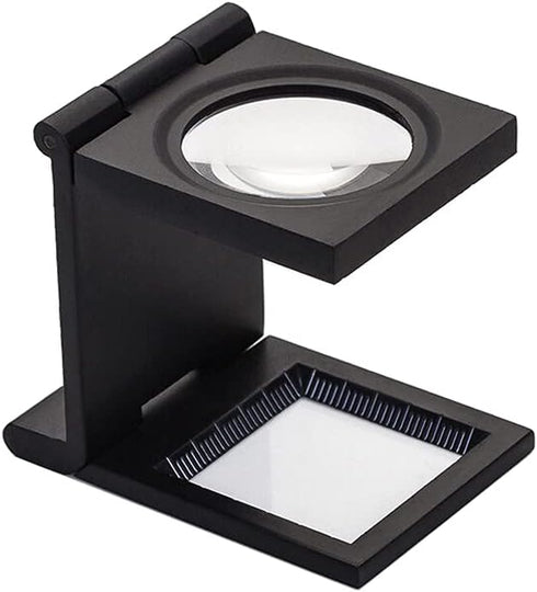 10X 28mm Mini Three-Folding Magnifier, Zinc Alloy Loupe Pocket Reading Magnifiers with Scale for Optical Jewelry