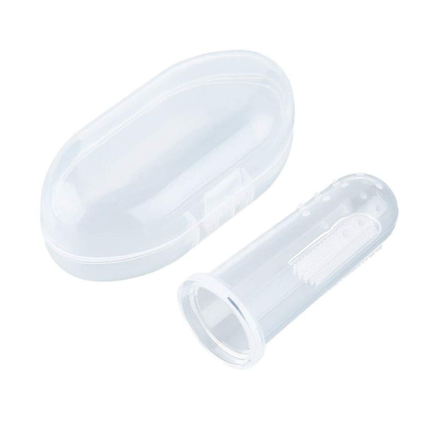 AKOAK Baby Finger Toothbrush 1 Pack Soft Silicone Training Toothbrush with Storage Box, Oral Care (White)