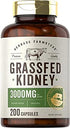 Carlyle Grass Fed Beef Kidney Supplement, 200 Capsules - 3000mg Pasture Raised Desiccated Bovine Supplement