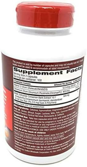 Advanced Strength Cinsulin Cinnamon, Chromium Picolinate, Vitamin D3, 500 Mg, 200 Capsules