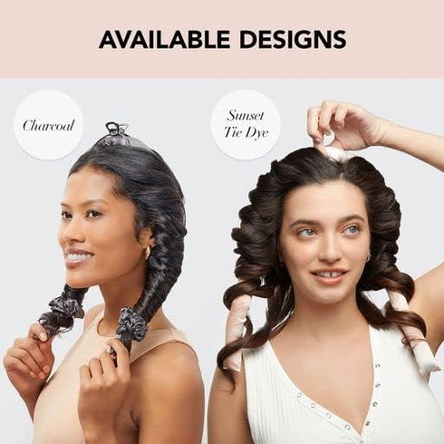 Kitsch Satin Heatless Curling Set - Overnight Hair Curlers for Heatless Curls, Charcoal