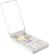 Portable Makeup Mirror with 5 Makeup Brushes, Travel Case Storage Box LED Rechargeable Makeup Mirror (White)