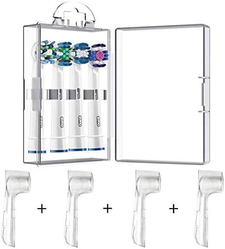 4 Packs Hygienic Protective Cover + 1 Electric Toothbrush Heads Storage Case for Oral B Toothbrush Heads
