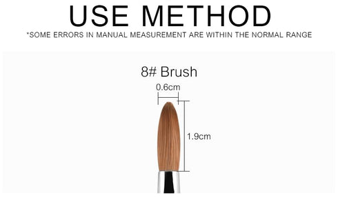 Kolinsky Sable Nail Brush - Professional Red Wooden Acrylic Nail Art Brush (8#)