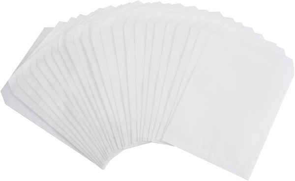 FOCCIUP 100 Pcs Small Flat Paper Bags, 4x6 Inch Semi-Transparent Glassine Bags for Party Favors