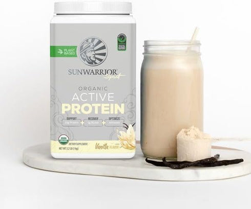 Sunwarrior Vegan Protein Powder, Plant-Based USDA Organic BCAAs, Sugar Free, Vanilla Flavored, 20 Servings