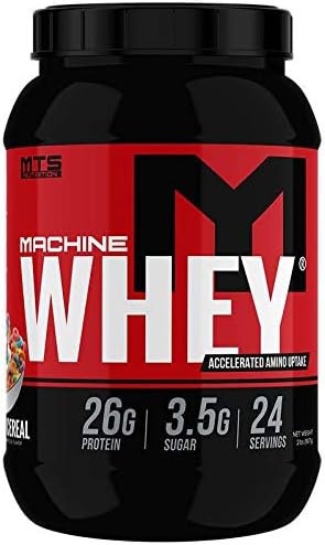 MTS Machine Whey Protein Powder - 2LB Tub, Fruit Cereal Flavor, 25+G Protein Per Serving, Concentrate & Isolate Blend