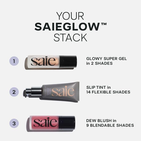 Saie Mini Glowy Super Gel Lightweight Illuminator, Luminizer + Makeup Primer for Glowing Skin, Starglow (0.5 oz)