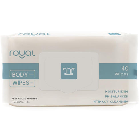 Royal Intimate Cleansing Feminine Wipes - Vaginal Hygiene & Period Care, Unscented, pH Balanced, 40 Count