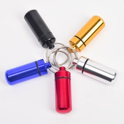 Onwon Waterproof Aluminum Pill Box Case, Keychain Container, 6 Pcs in 6 Colors