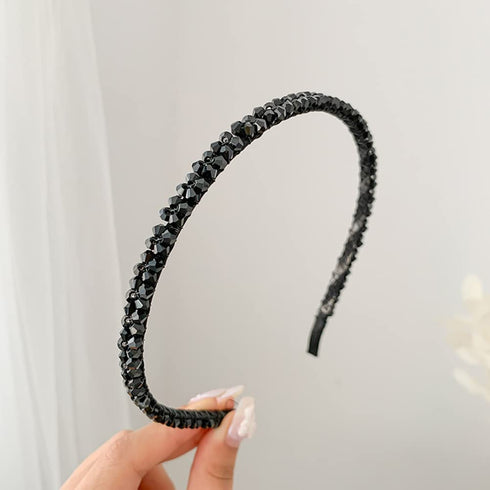 Ruihfas 6Pcs Bling Bling Double Rows Crystal Rhinestone Headband, Thin Hair Hoop for Women and Girls