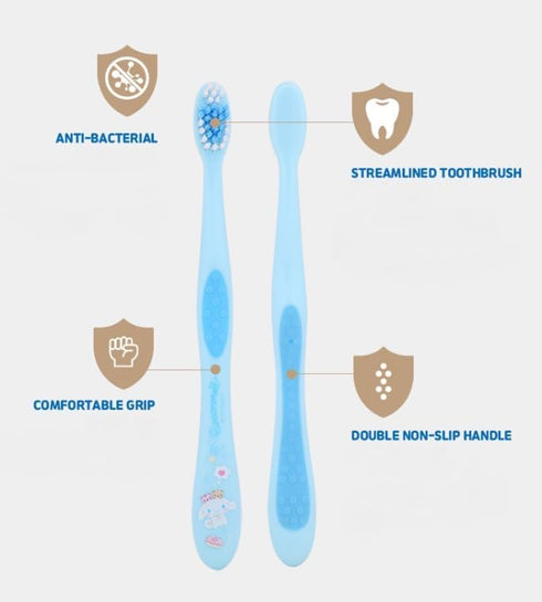 Individually Packaged Cute Toothbrush Set, Compact Head (Sky Blue, 3 Count)