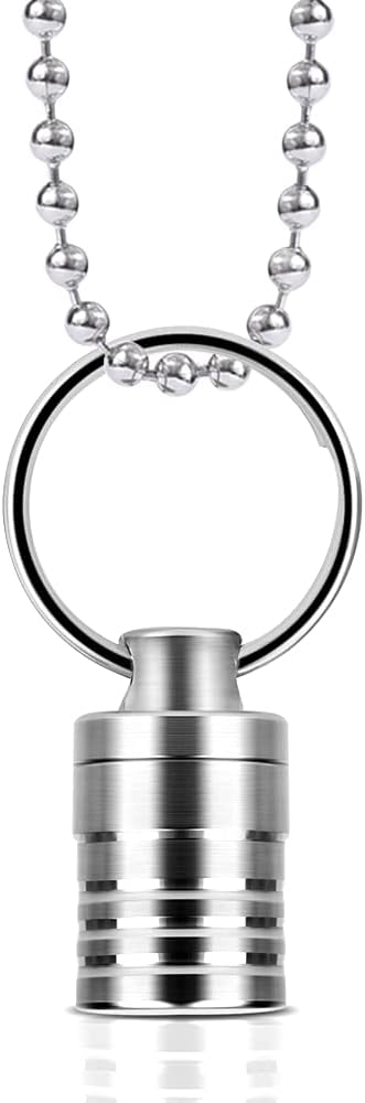 Micro Pill Holder with Keychain Necklace, Opret Titanium Waterproof Pill Container for Travel