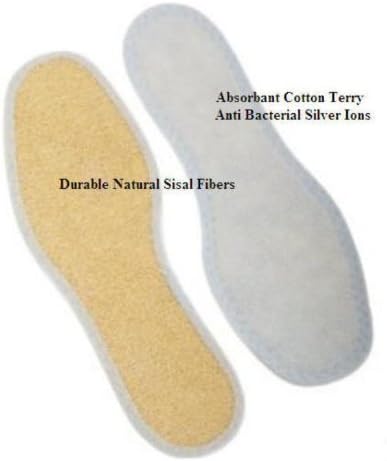 pedag Deo Fresh Natural Terry Cloth & Sisal Insoles, US M13 / EU 46, Pale Blue, 1 Pair, Handmade in Germany