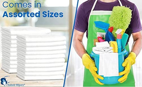 Nabob Wipers Lint Free Rags 30 Pack - 100% Cotton Cleaning Cloth for Wood, Dust Rags, Shoe Polishing