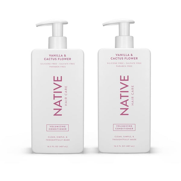 Native Vanilla & Cactus Flower Conditioner Set | 2-Pack, 16.5 fl oz each, Sulfate & Dye Free, All Hair Types