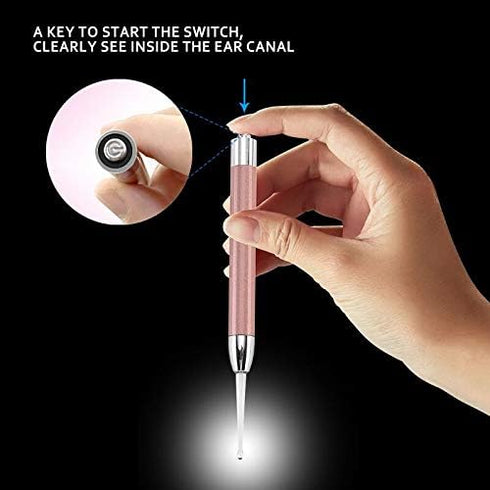 Ear Wax Removal Tool, LED Lights Ear Cleaning Kit, Updated Version, Non-Slip, BPA Free (Two Golden)