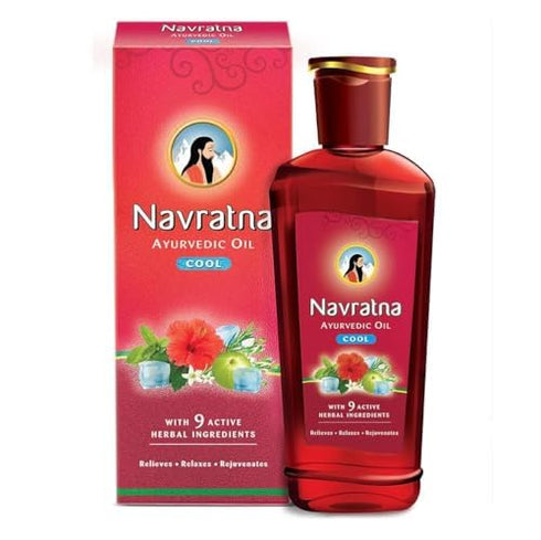 Navratna 9 3.38 Oz/100ml Ayurvedic Cool Oil | with Active Herbal Ingredients | Relaxing Head Massage Oil | Revitalizes