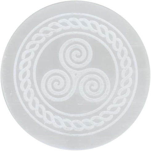 crystalmiracle Natural Selenite 3 Inches Round Charging Plate, Crystal Healing Gift for Positive Energy