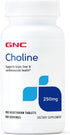 GNC Choline 250mg, Supports Brain, Liver, and Cardiovascular Health, 100 Tablets
