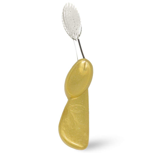RADIUS Toothbrush Big Brush with Replaceable Head, Left Hand, Soft in Gold, BPA Free and ADA Accepted, Designed