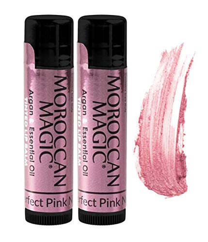 Moroccan Magic Perfect Pink Tinted Lip Balm, 2 Pack | Made with Natural Cold Pressed Argan Oils