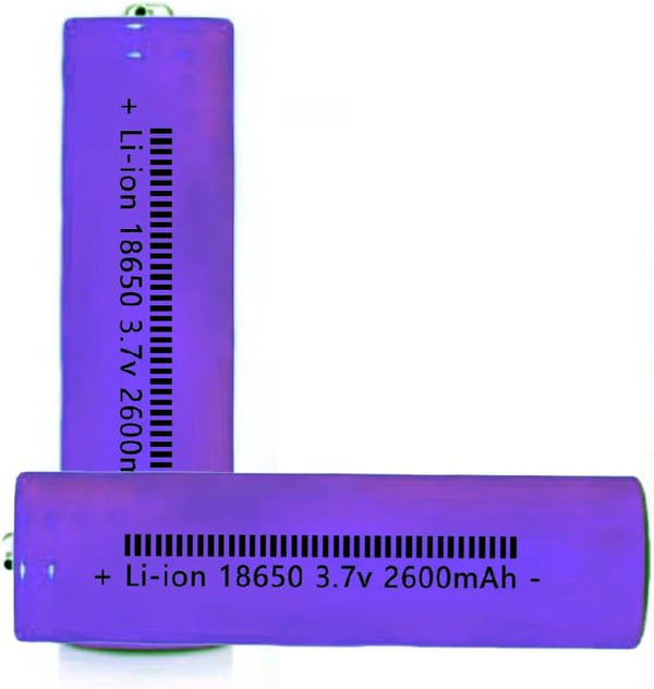 2 Packs 3.7V Button top Rechargeable Batteries for Headlamp, LED Flashlight, Electronic Devices etc Purple