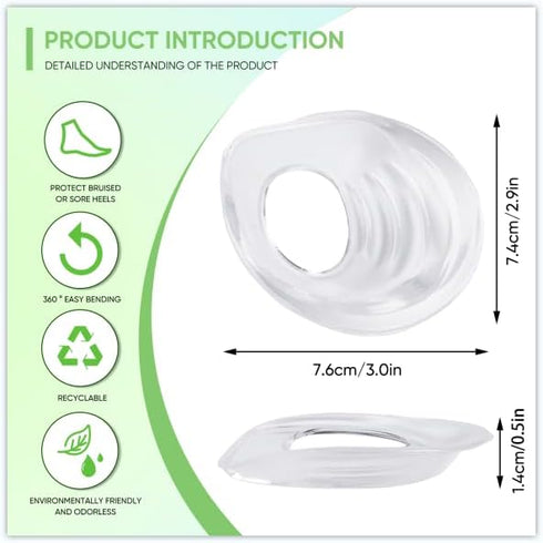 Heel Donut Cushions, Heel Cups, Silicon Insoles, One Size Fits All - 1 Pair