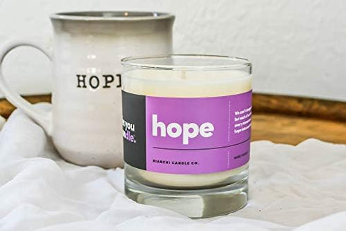 Hope Inspirational 8oz Highly Scented Candle, Soy, Made in USA, Pure Essential Oils, Vanilla and Sandalwood