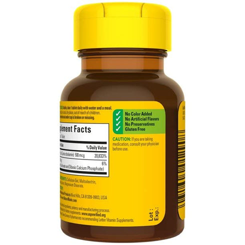 Nature Made Vitamin B-12 500 mcg Tablets, 100 ea, Pack of 2