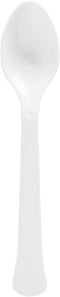 Premium Disposable Plastic Cutlery, Frosty White Heavy Weight Spoons (20 Count) for Home Use and All Occasions