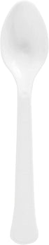 Premium Disposable Plastic Cutlery, Frosty White Heavy Weight Spoons (20 Count) for Home Use and All Occasions
