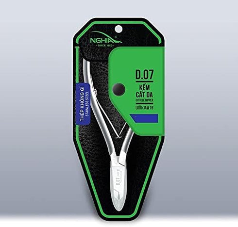 Nghia Professional Stainless Steel Cuticle Nipper C-07 (D-07) Jaw 16, Double Spring Cuticle Cutter, 1 PCS