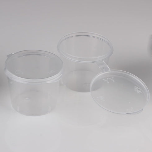 WARMBUY 1-Ounce Plastic Disposable Cups with Attached Lids for Sauces, 100 Counts