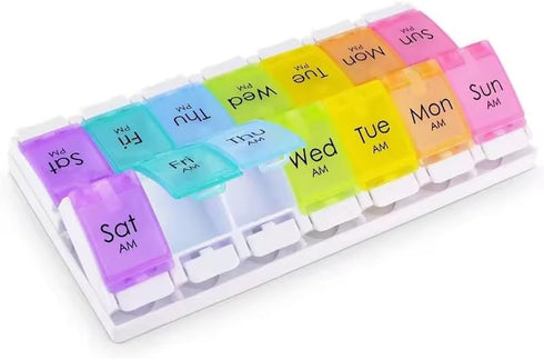 PH Superior 7 Weekly Pill Organizer Day Large Storage Pill Box AM PM Daily Easy Fill Medicine Pill Cases Two Time A Day