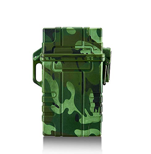 Skywin Waterproof Cigarette Case with Lighter, Airtight Dry Box with Rechargeable Lighter, Green Camo