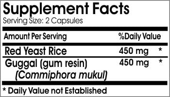 Naturetition Supplements 450mg 450mg 180 Guggul and Red Yeast Rice ~ Capsules - No Additives ~