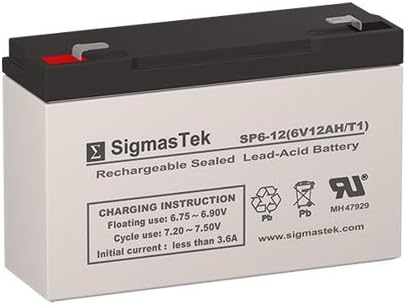 SigmasTek PC6120 6 Volt 12 AmpH SLA Replacement Battery with F1 Terminal
