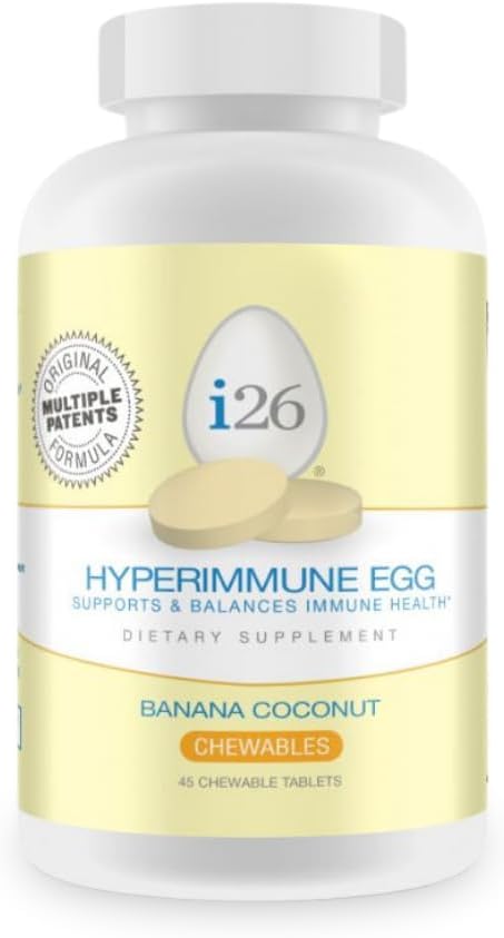 Youngevity i26 Hyperimmune Egg, IgY Max Banana Coconut Chewable, Joint, Gut, Immune Support Supplement