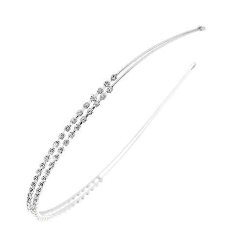 Ruihfas Silver/Rose Gold Tone Double Rows Crystal Rhinestones Headbands for Women, Wedding Party Hair Hoop