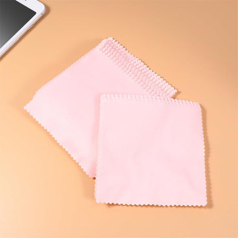 50pcs Pink Jewelry Cleaning Cloth, Small Polishing Cloth for Sterling Silver, Gold, Platinum, 8x8cm