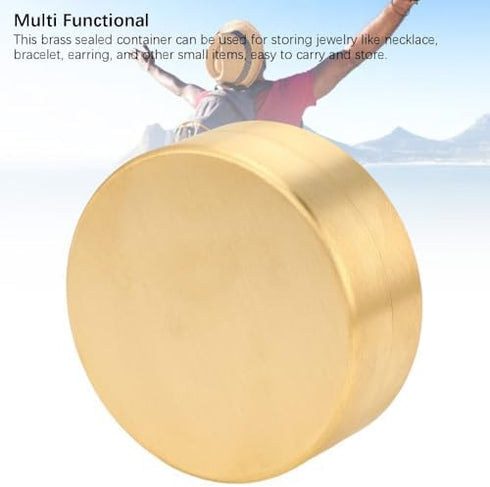 MOPFOL Brass Pills Case - Multifunctional Water Proof Sealed Storage Container for Home, Tea Leaves & Jewelry, Travel