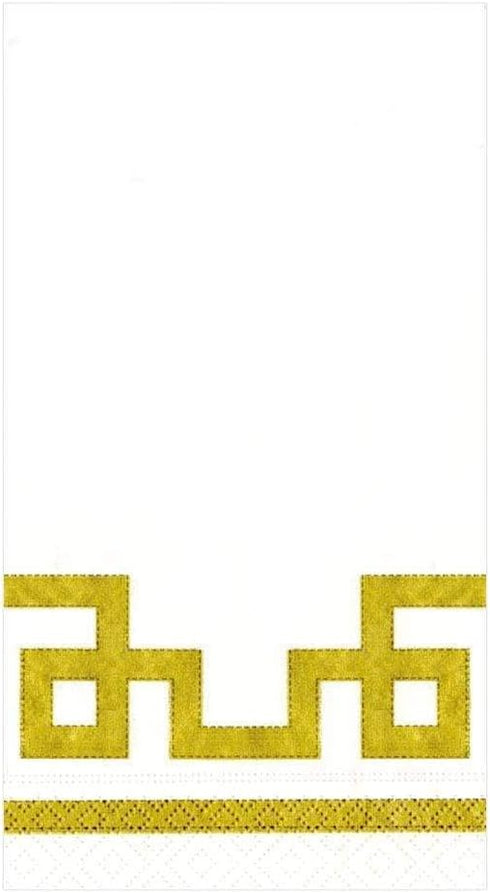 Packs 15 Caspari Rive Gauche Paper Guest Towel Napkins in Gold & White - Two