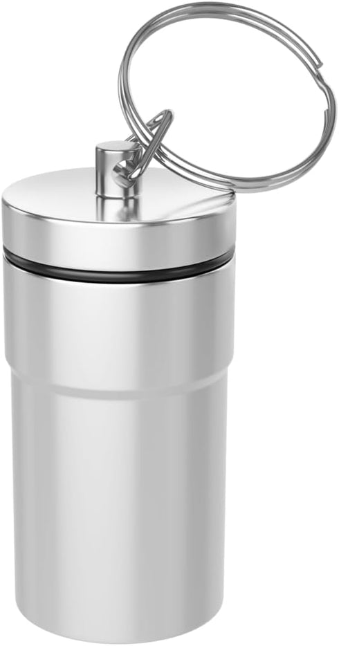 EZY DOSE Keychain Pill Case, Medicine Planner, Daily Organizer Box, Stainless Steel, Color May Vary